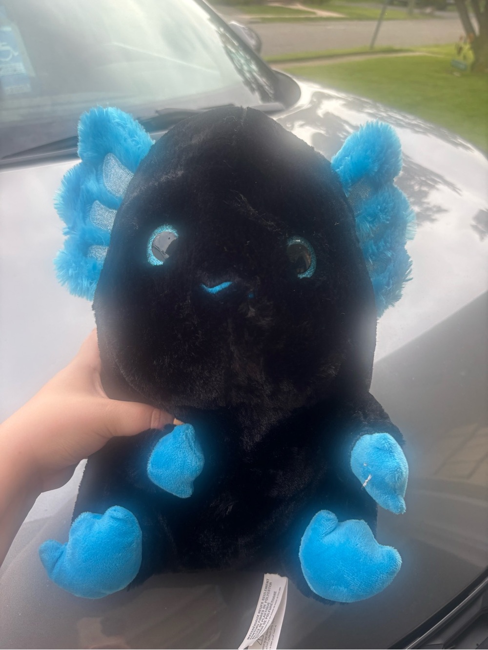 Plush Black & Blue Axolotl Stuffed Toy - Soft Small Pet Plush